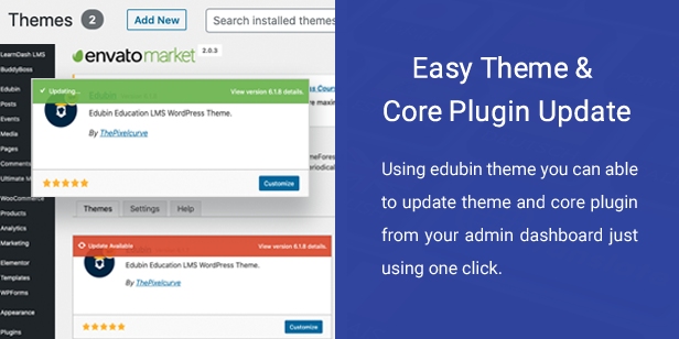 Atualização do tema com um clique - Envato Market