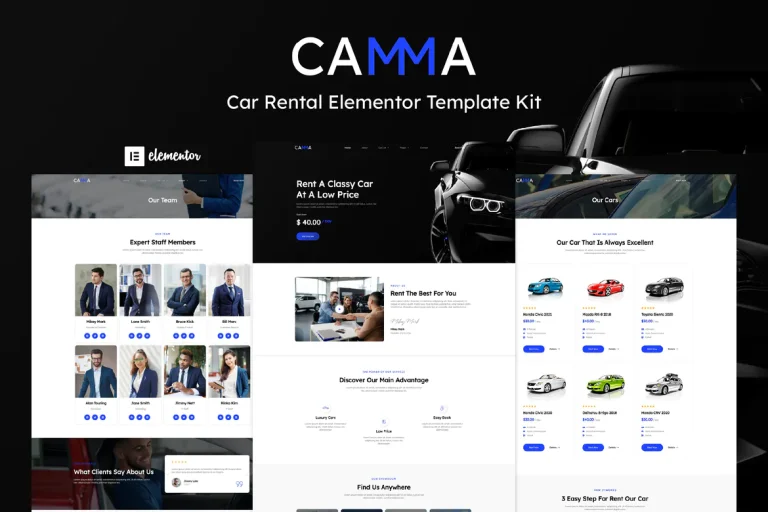 Camma Template Kit Elementor para aluguel de carros