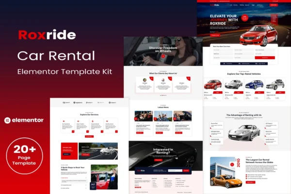 Roxride — Kit de Template Elementor para Locação de Carros e Reservas de Automóveis