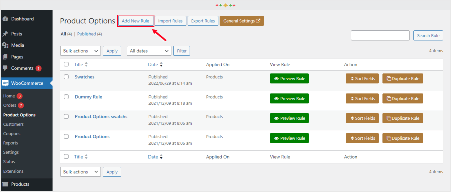Plugin de opções de produtos extras do WooCommerce