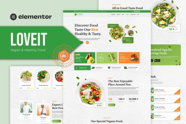 Loveit - Template Kit Elementor de restaurante de comida vegana e saudável