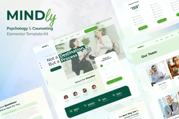 Mindly - Template Kit Elementor para psicologia, terapia e aconselhamento