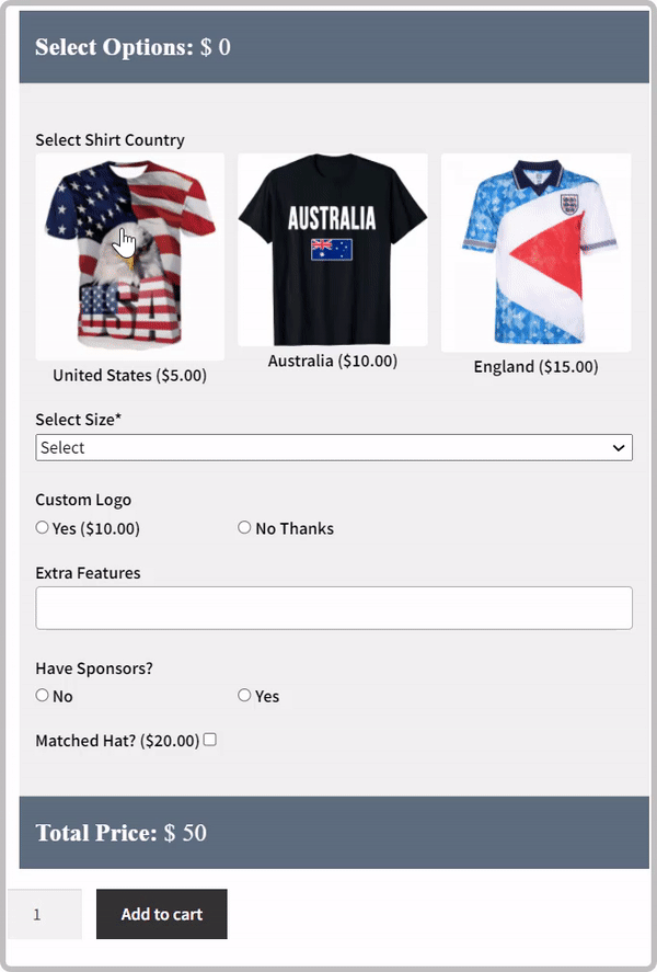 Opções de produtos WooCommerce