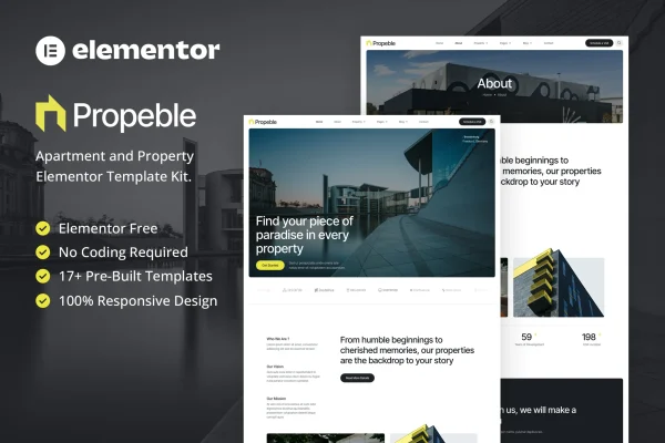 Propeble - Kit de Templates Elementor para apartamentos e propriedades