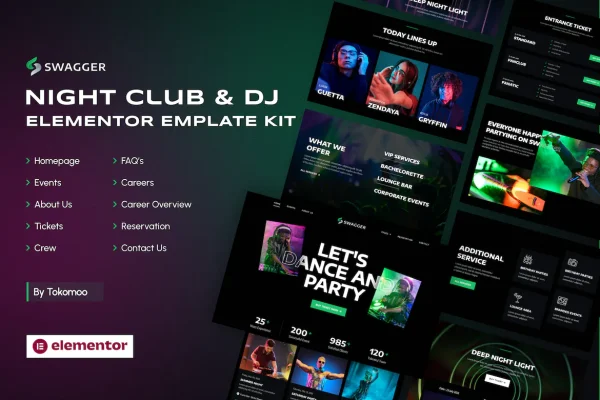 Swagger | Template Kit de clube noturno e DJ Elementor
