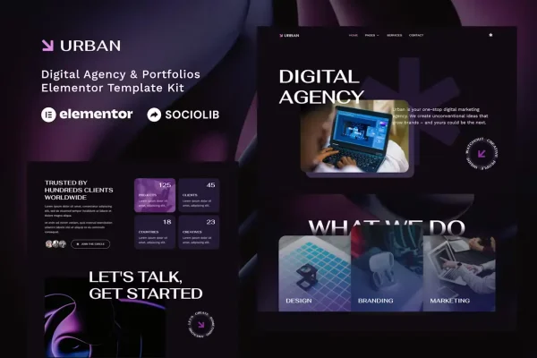 Urban - Template Kit Elementor para Agência e portfólios digitais dark