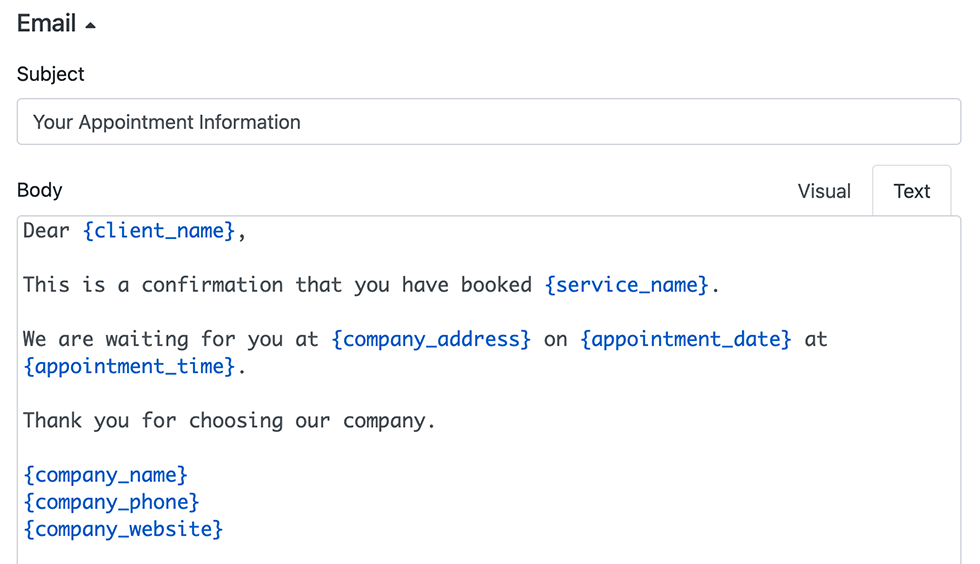 Customize each notification template in Bookly Personalize cada modelo de notificação no Bookly