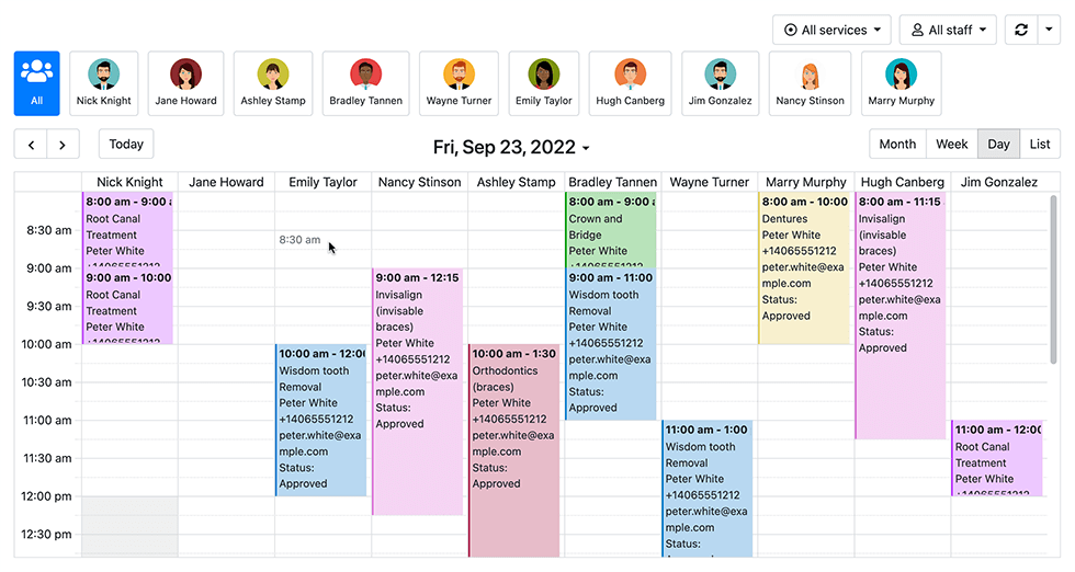 View calendar in daily/weekly/monthly modes in Bookly Visualize o calendário nos modos diário/semanal/mensal no Bookly