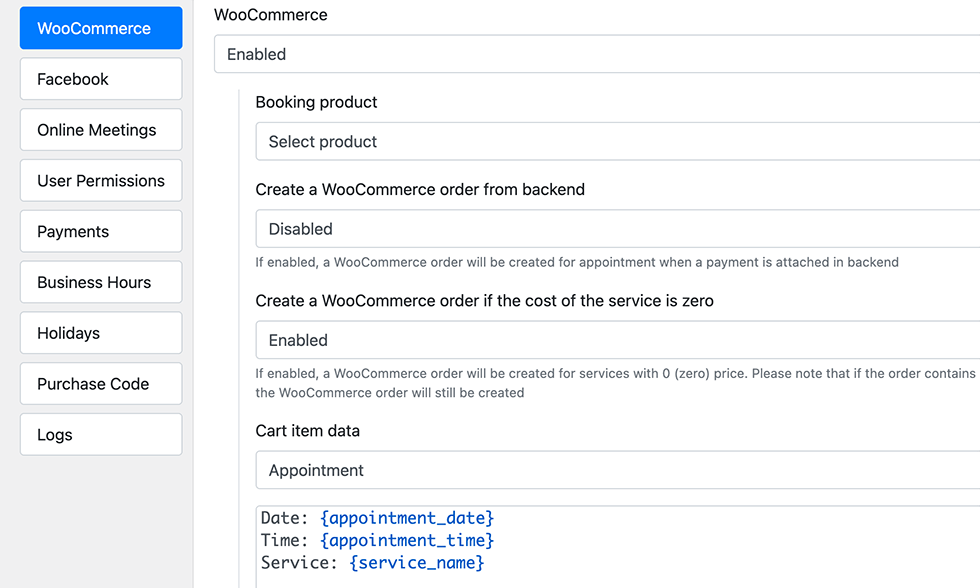 WooCommerce integration in Bookly Integração WooCommerce no Bookly