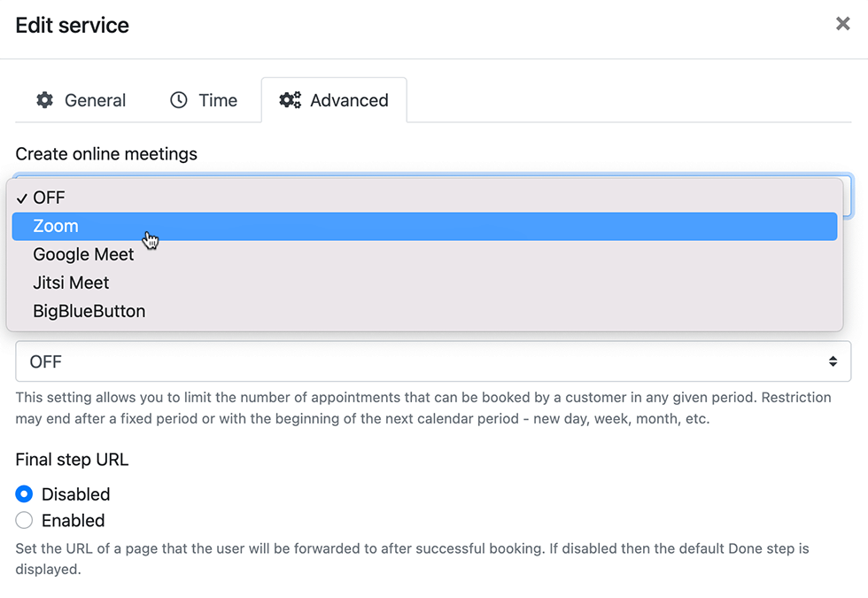 Zoom & Google Meet integration in Bookly Integração do Zoom e Google Meet no Bookly