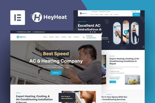HeyHeat - Template Kit Elementor para serviços de ar condicionado