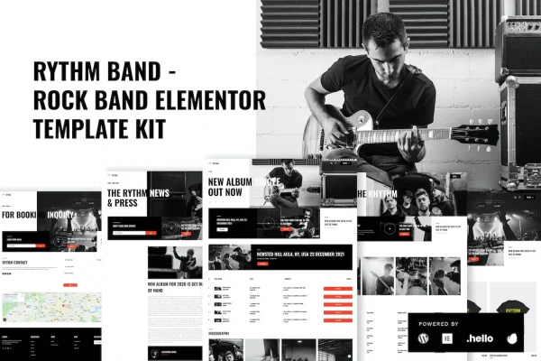 Rythm - Kit de Modelo de Banda de Rock Elementor