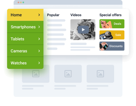 Layout de mega menu vertical