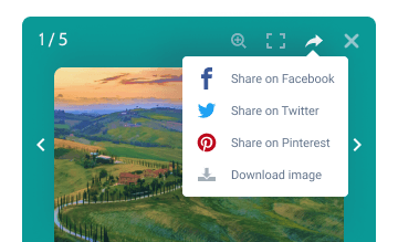 Opciones de Lightbox de producto activo