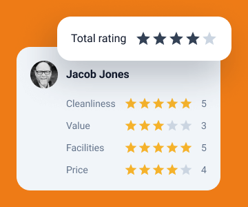 Classificação total por estrelas e classificação do anfitrião