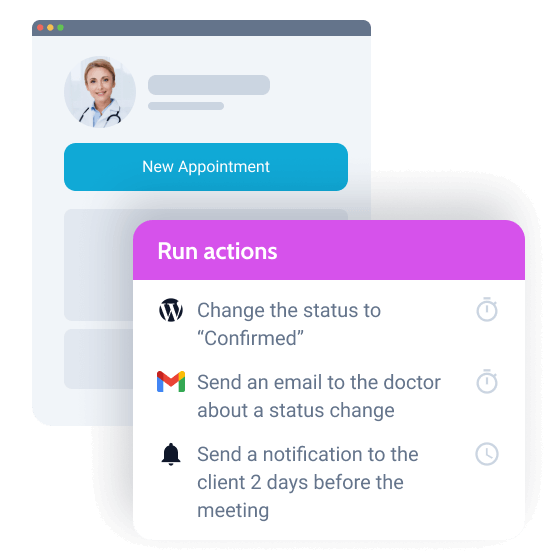 Gatilhos de eventos de fluxo de trabalho e ações a serem executadas