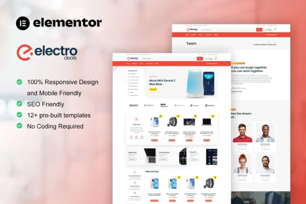 ElectroDeals - Template Kit Elementor de Loja de Produtos Eletrônicos Woocommerce