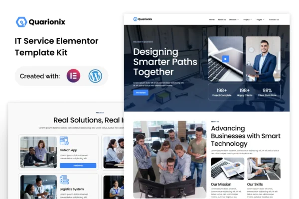 Quarionix - Kit de modelos Elementor para Serviços de TI