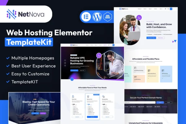 NetNova - Kit de Templates Elementor de Hospedagem de Sites