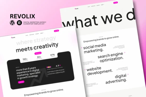 Revolix - Kit de Modelos Elementor para Agência de Marketing Digital