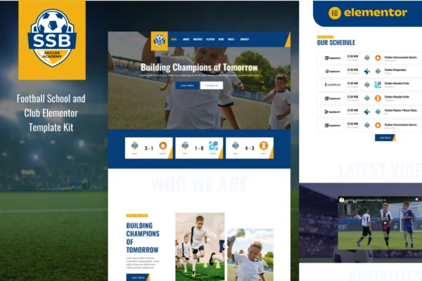 SSB - Template Kit de elementor para escolas e clubes de futebol